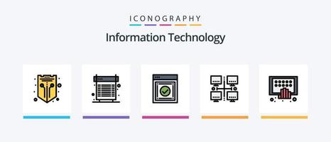 information teknologi linje fylld 5 ikon packa Inklusive inkorg. app. smart. router. nätverk. kreativ ikoner design vektor