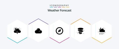 väder 25 glyf ikon packa Inklusive . måne. gps. väder. moln vektor