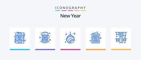 ny år blå 5 ikon packa Inklusive fira. ny. krans. Lycklig. kort. kreativ ikoner design vektor
