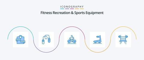 kondition rekreation och sporter Utrustning blå 5 ikon packa Inklusive balans. Spår. aktivitet. löpning. cykling vektor