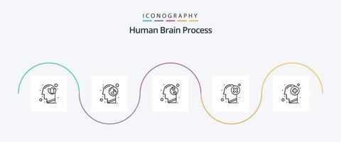 mänsklig hjärna bearbeta linje 5 ikon packa Inklusive märke. huvud. avslappnad. fel. sinne vektor