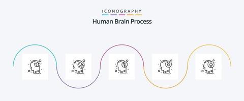 Mensch Gehirn Prozess Linie 5 Symbol Pack einschließlich markieren. Kopf. entspannt. Fehler. Verstand vektor