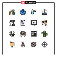 uppsättning av 16 modern ui ikoner symboler tecken för borra ljus hud vård projektor beamer redigerbar kreativ vektor design element
