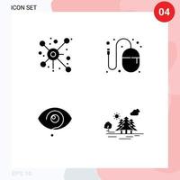 4 thematisch Vektor solide Glyphen und editierbar Symbole von verteilen neugierig Verbindung Grafik Auge editierbar Vektor Design Elemente