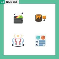 uppsättning av 4 kommersiell platt ikoner packa för kontanter fokus borsta målning marknadsföring redigerbar vektor design element