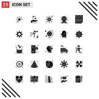 Gruppe von 25 solide Glyphen Zeichen und Symbole zum Stift Ort Nächstenliebe Rabatt Dollar editierbar Vektor Design Elemente