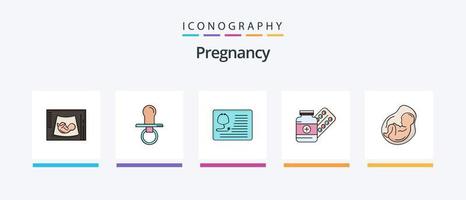 Schwangerschaft Linie gefüllt 5 Symbol Pack einschließlich Drogen. Medizin. Geburtshilfe. wissenschaftlich. prüfen. kreativ Symbole Design vektor