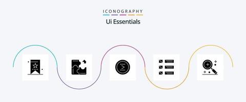 ui das Wesentliche Glyphe 5 Symbol Pack einschließlich Liste. Design. Puzzle. Rechts. Schnittstelle vektor