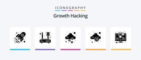 dataintrång glyf 5 ikon packa Inklusive lagring. moln lagring. router. moln. dollar. kreativ ikoner design vektor