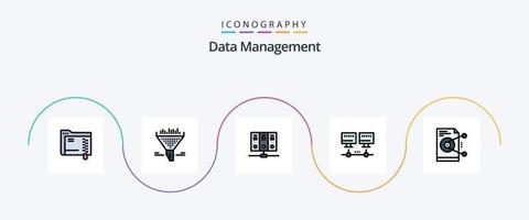 Daten Verwaltung Linie gefüllt eben 5 Symbol Pack einschließlich teilen. Datei. Computer. Server. Computer vektor