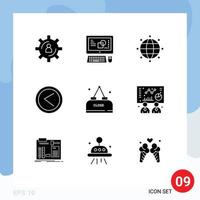 9 Universal- solide Glyphe Zeichen Symbole von Essen Benutzer Prozess links Pfeil editierbar Vektor Design Elemente