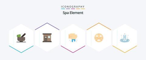 Spa Element 25 eben Symbol Pack einschließlich Welligkeit. Wohlbefinden. Hand. Maske. Kosmetika vektor