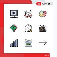 Pack von 9 modern gefüllte Linie eben Farben Zeichen und Symbole zum Netz drucken Medien eine solche wie Geld Islam Ei Ramadhan Dekor editierbar Vektor Design Elemente