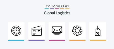 global Logistik Linie 5 Symbol Pack einschließlich Versand. Lieferung. Einkaufen. Boxen. global. kreativ Symbole Design vektor