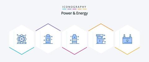 Leistung und Energie 25 Blau Symbol Pack einschließlich Leistung. Gas. Leistung. Energie. niedrig vektor