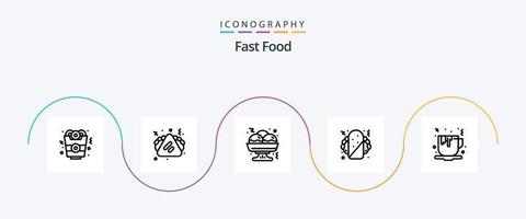schnell Essen Linie 5 Symbol Pack einschließlich . schnell Lebensmittel. Lebensmittel. Tee. Essen vektor