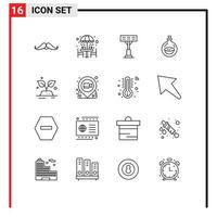 16 Universal- Gliederung Zeichen Symbole von Grün Toilette Tabelle Flasche Stadion editierbar Vektor Design Elemente