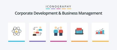 företags- utveckling och företag förvaltning platt 5 ikon packa Inklusive samarbete. avtal. befordran. partnerskap. personal. kreativ ikoner design vektor