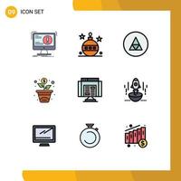 Lager Vektor Symbol Pack von 9 Linie Zeichen und Symbole zum Investition Finanzierung Halloween Symbole Zeichen editierbar Vektor Design Elemente