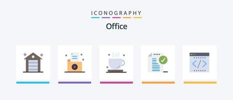 Büro eben 5 Symbol Pack einschließlich Büro. dokumentieren. aufzeichnen. genehmigt. Tee. kreativ Symbole Design vektor