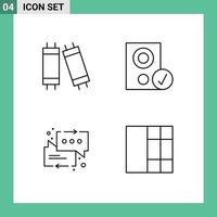 Linie Pack von 4 Universal- Symbole von Halogen Mitteilungen Computers Hardware- Pfeil editierbar Vektor Design Elemente