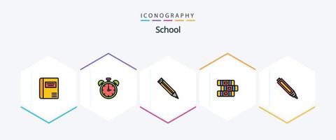 skola 25 fylld linje ikon packa Inklusive . penna. utbildning. utbildning. anteckningsbok vektor