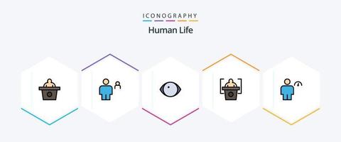 Mensch 25 gefüllte Linie Symbol Pack einschließlich Mensch. Benutzerbild. Auge. Rede. Bildung vektor