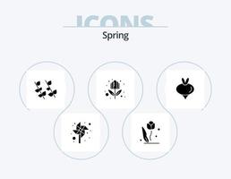 vår glyf ikon packa 5 ikon design. grönsak. mat. ekologi. sommar. blomma vektor