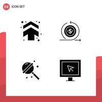 uppsättning av 4 modern ui ikoner symboler tecken för pil godis riktning modern socker redigerbar vektor design element