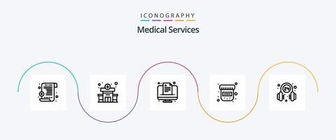 medicinsk tjänster linje 5 ikon packa Inklusive . service. uppkopplad. operatör. hörlurar vektor