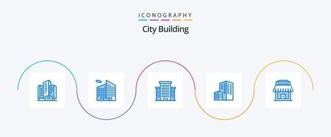 stad byggnad blå 5 ikon packa Inklusive . affär. stad. verklig. konstruktion vektor