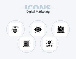 digital marknadsföring glyf ikon packa 5 ikon design. produkt. öga. licens. dollar öga. företag se vektor