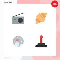 4 eben Symbol Konzept zum Websites Handy, Mobiltelefon und Apps Haushaltsgeräte Flagge Radio Essen Planet editierbar Vektor Design Elemente