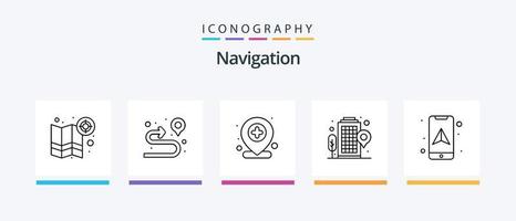 Navigation Linie 5 Symbol Pack einschließlich suchen. Mann. Handy, Mobiltelefon. Standort. Karte. kreativ Symbole Design vektor