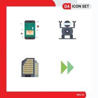 uppsättning av 4 modern ui ikoner symboler tecken för app kontrollera snabb robot lägenhet media redigerbar vektor design element
