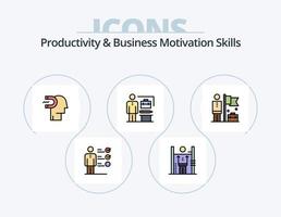 produktivitet och företag motivering Kompetens linje fylld ikon packa 5 ikon design. ledarskap. hand. fram. företag. podium vektor