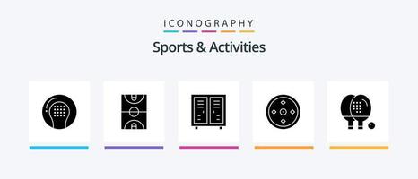 Sport und Aktivitäten Glyphe 5 Symbol Pack einschließlich Sport. Fokus. Spiel. Spiel. Leichtathletik. kreativ Symbole Design vektor