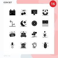 grupp av 16 modern fast glyfer uppsättning för tecken pilar Hem utläggning internationell redigerbar vektor design element