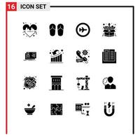 solide Glyphe Pack von 16 Universal- Symbole von Identität Ich würde Urlaub oben Paket editierbar Vektor Design Elemente