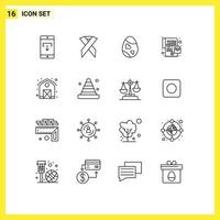 16 universell översikt tecken symboler av uppkopplad beställa beställa solidaritet mobil ägg redigerbar vektor design element
