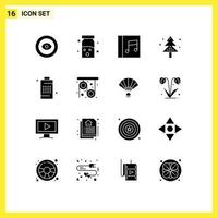 Benutzer Schnittstelle Pack von 16 Basic solide Glyphen von Zelle Baum Album Urlaub Weihnachten editierbar Vektor Design Elemente