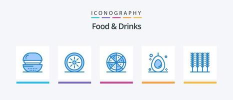 Essen und Getränke Blau 5 Symbol Pack einschließlich . Weizen. schnell Lebensmittel. Lebensmittel. Frucht. kreativ Symbole Design vektor