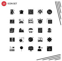 25 Universal- solide Glyphe Zeichen Symbole von Burger Neu Jahr Internet Laterne Teilen editierbar Vektor Design Elemente