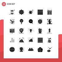 25 Benutzer Schnittstelle solide Glyphe Pack von modern Zeichen und Symbole von Webseite Globus Tee global Klavier editierbar Vektor Design Elemente