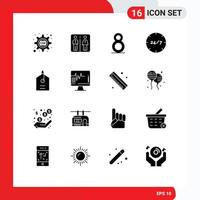 16 thematisch Vektor solide Glyphen und editierbar Symbole von Etikett Preis acht Bedienung Kunde editierbar Vektor Design Elemente