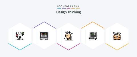 design tänkande 25 fylld linje ikon packa Inklusive dokumentera. artikel. webb. redigera. användare vektor