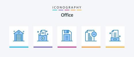 kontor blå 5 ikon packa Inklusive brev. kontor. spela in. fil. ta bort. kreativ ikoner design vektor