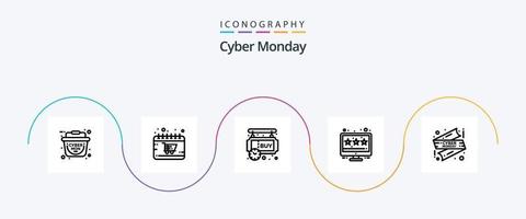 cyber måndag linje 5 ikon packa Inklusive försäljning. försäljning. tecken styrelse. uppkopplad affär. timer vektor