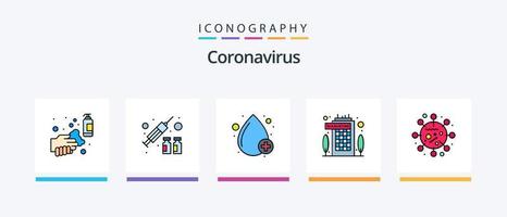 Coronavirus Linie gefüllt 5 Symbol Pack einschließlich Impfung. Drogen. Impfung. Flasche. Hand Desinfektionsmittel. kreativ Symbole Design vektor