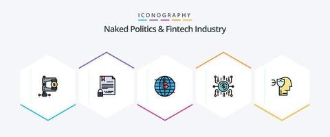 nackt Politik und Fintech Industrie 25 gefüllte Linie Symbol Pack einschließlich Massenverkauf. Crowdfunding. dokumentieren. dezentral. Blockchain vektor